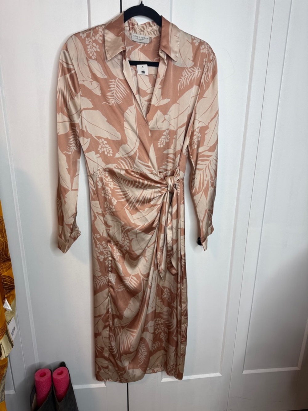 Dress Forum - Medium - Blush and Cream Floral Wrap Midi Dress